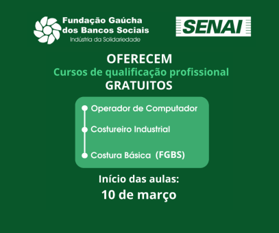 Bancos Sociais estão com inscrições abertas para três cursos gratuitos