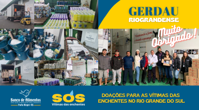 Gerdau doa 15 toneladas de alimentos e 5 mil itens de higiene de limpeza às famílias atingidas por enchentes