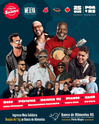 Feijoada com Samba + Me Leva: sabor, música e solidariedade no Parque Harmonia!